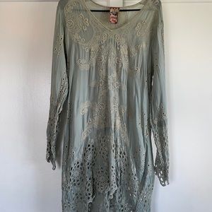 Johnny was embroidered eyelet tunic dress